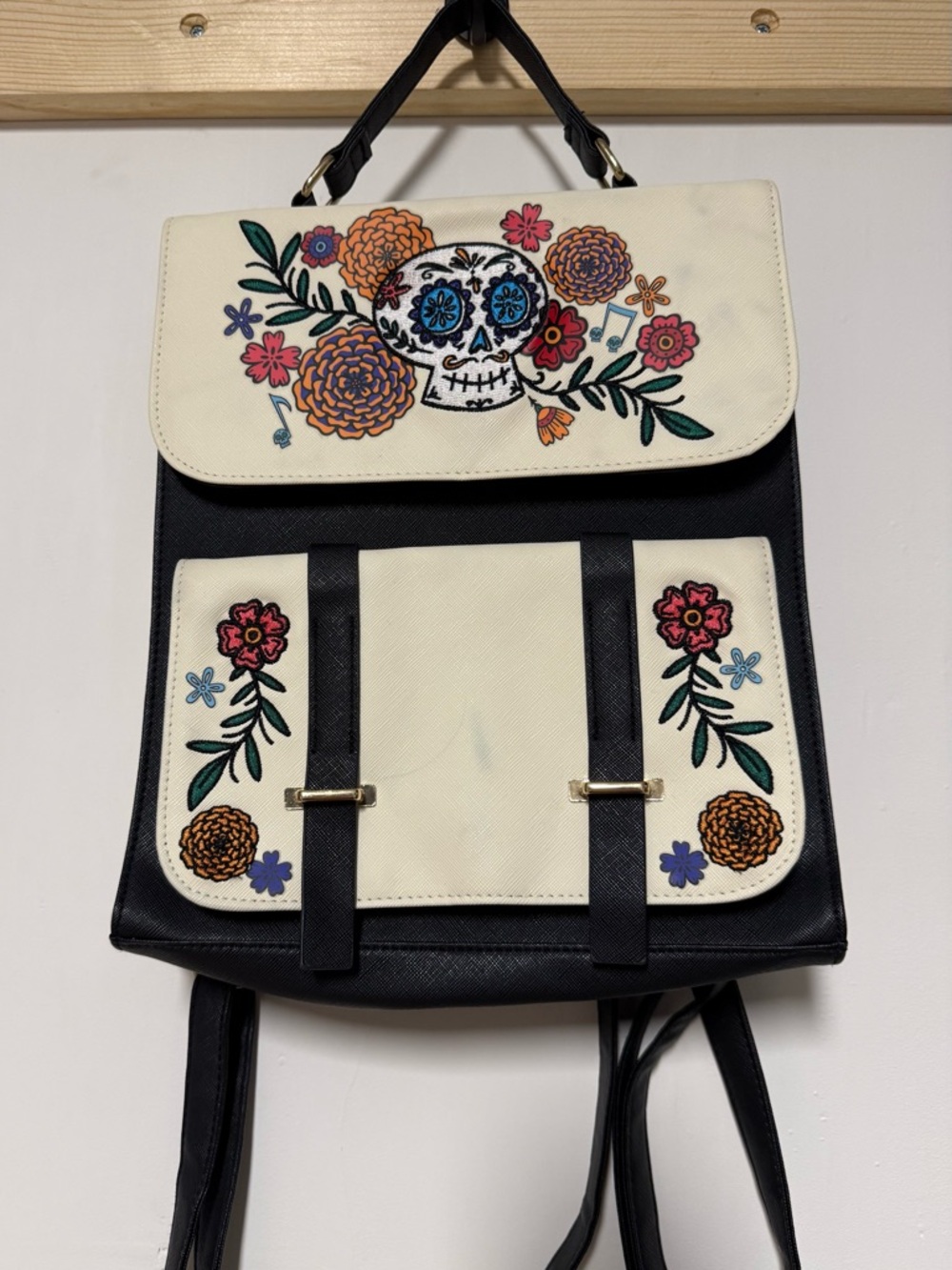 Disney “Coco” Sugar Skull Floral mini Backpack purse - Cream & Black